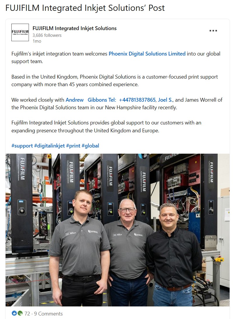 Phoenix Digital Solutions team at Fujifilm New Hampshire